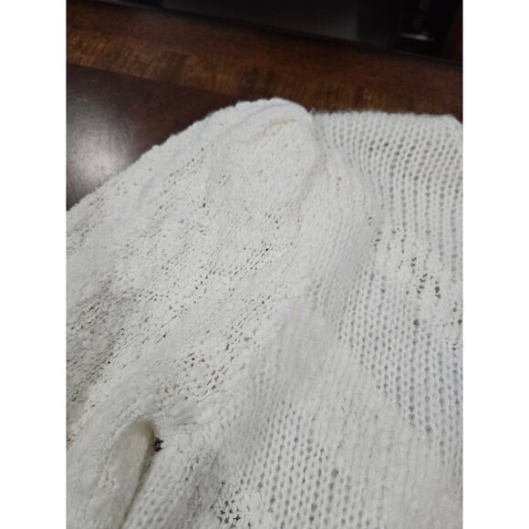 Vintage Helium Cream Off White Sweater Sz M Delicate Cottagecore Puff Sleeve - Picture 3 of 7